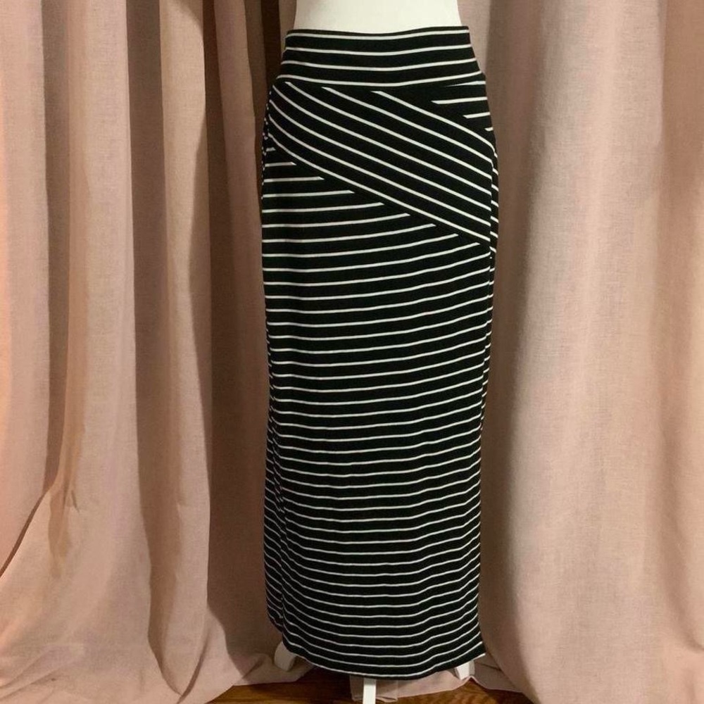 Black and White Striped Maxi Skirt